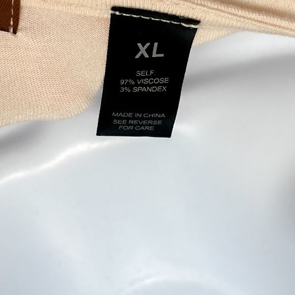 Buckle Strappy Chest Cutouts Long Sleeve Jersey Knit Basic Tunic Top Beige XL - Picture 6 of 6